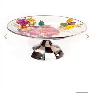 Flower Market Small Pedestal Platter - White